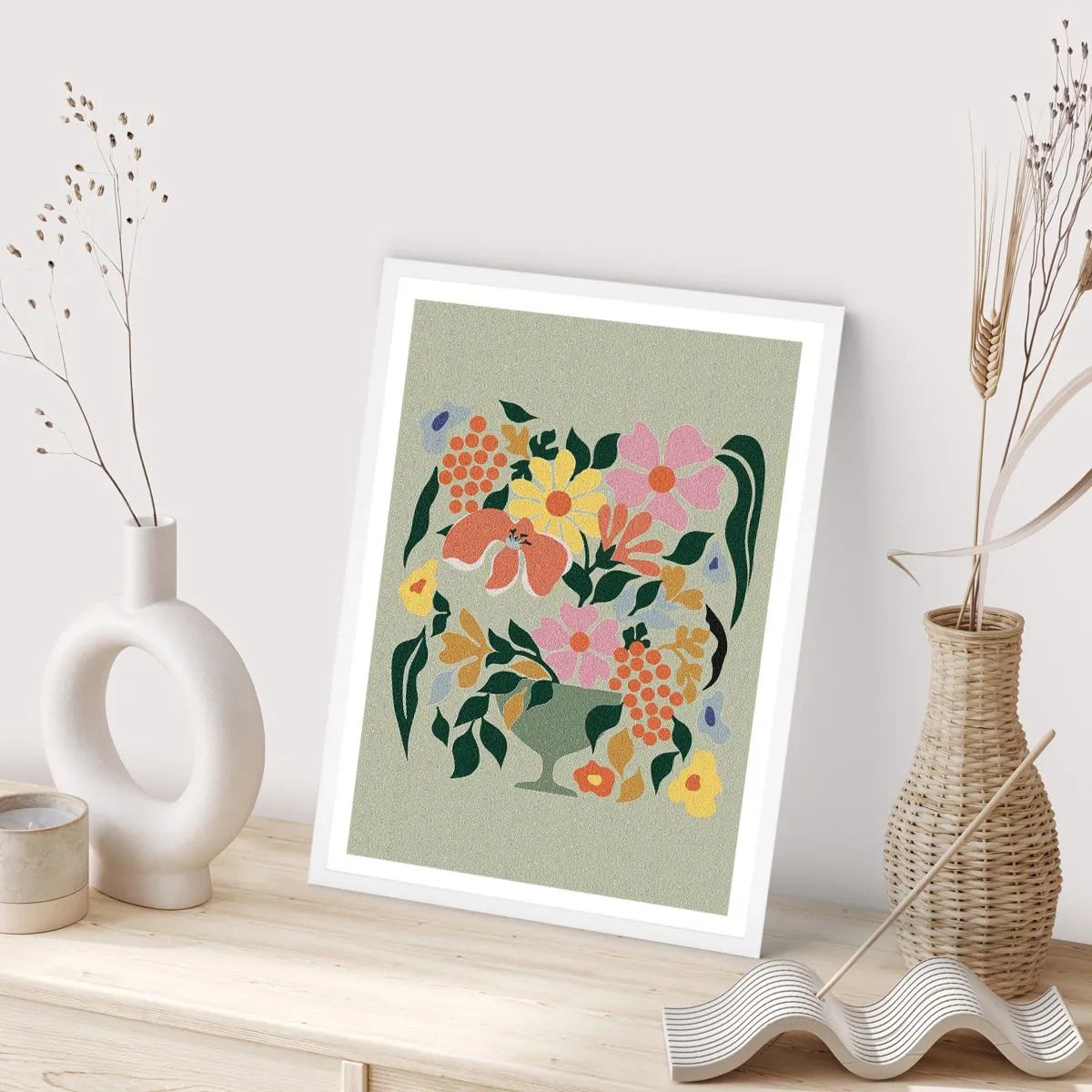 Poster in cornice bianca - Bouquet pieno di vita - 50x70 cm