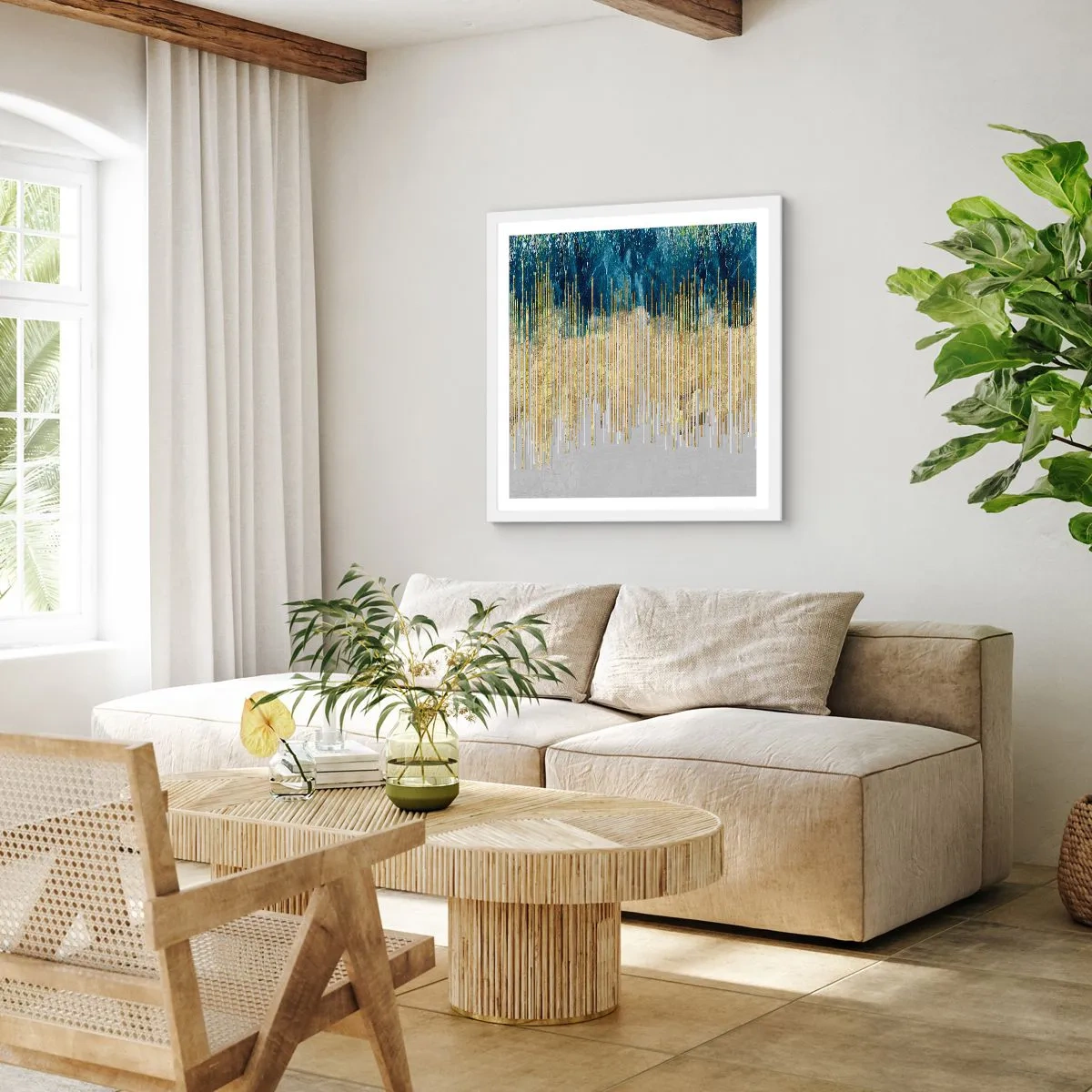 Poster in cornice bianca - Confine dorato - 60x60 cm