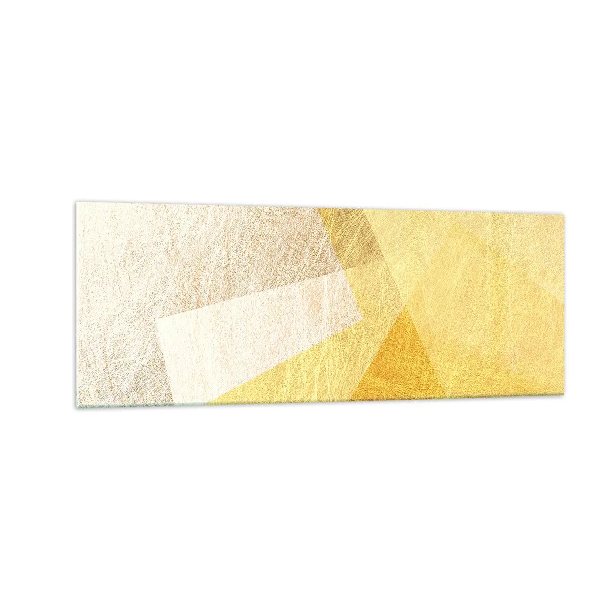 Quadro su vetro - Forme geometriche in tonalità oro e chiare - 140x50cm - La pace della geometria - Decorazione murale moderna per soggiorno e camera da letto ARTTOR