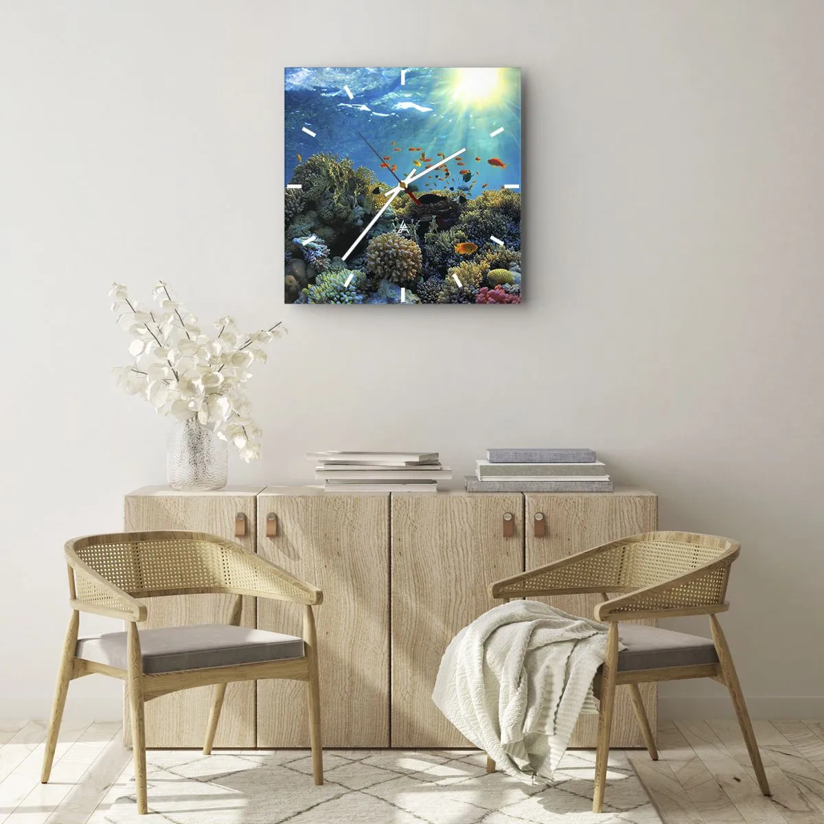 Orologio da parete - Orologio in Vetro - Tesori sotto al mare - 40x40 cm