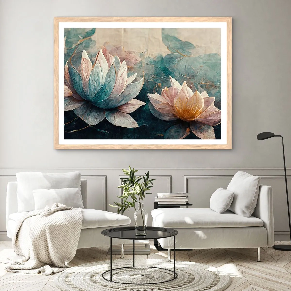 Poster in cornice rovere chiaro - Le stelle del lago - 91x61 cm