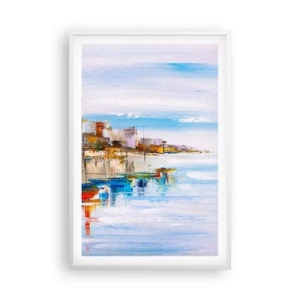 Poster in cornice bianca - Molo cittadino multicolore - 61x91 cm