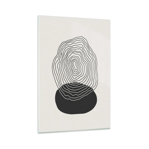 Quadro su vetro - Motivo astratto con linee e forme in bianco e nero - 80x120cm - Durata e vibrazione - Decorazione murale moderna per soggiorno e camera da letto ARTTOR