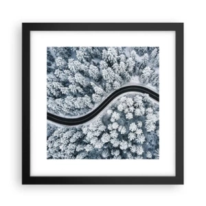 Poster in cornice nera - Attraverso il bosco invernale - 30x30 cm