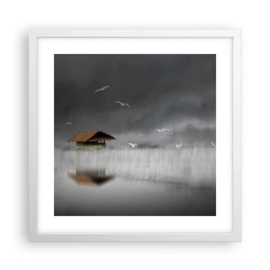 Poster in cornice bianca - Riparo dalla pioggia - 40x40 cm