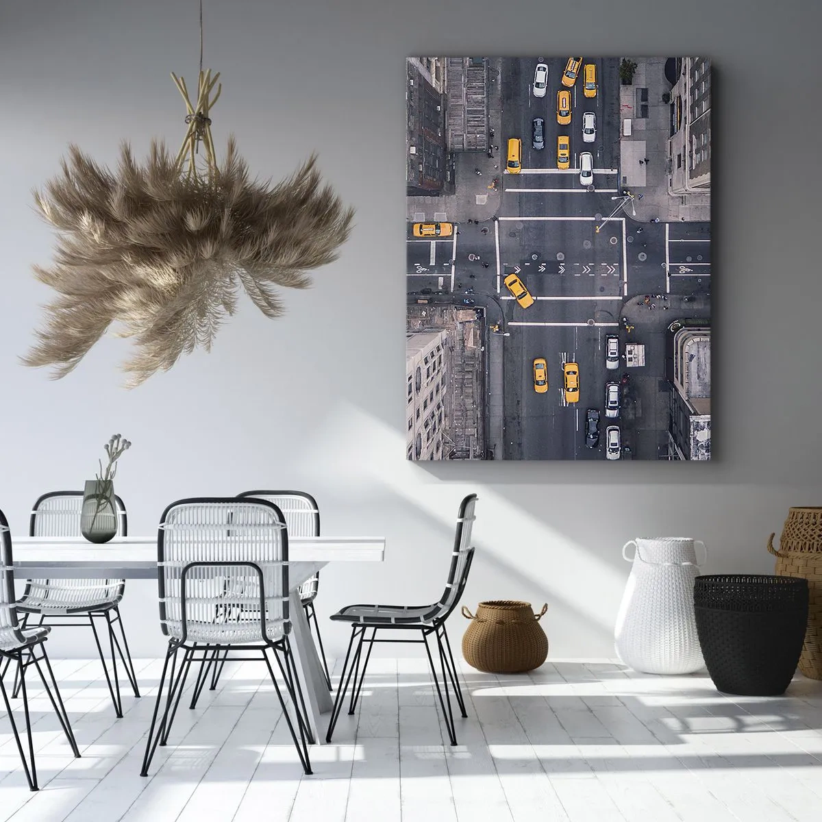 Quadro su tela - Stampe su Tela - Vista aerea di una trafficata strada cittadina - 50x70cm - Scelta semplice - Decorazione murale moderna per soggiorno e camera da letto ARTTOR