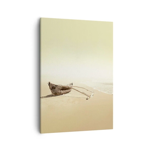 Quadro su tela - Stampe su Tela - Vecchia barca da pesca su una spiaggia sabbiosa - 50x70cm - Ricordo dei mari del sud - Decorazione murale moderna per soggiorno e camera da letto ARTTOR