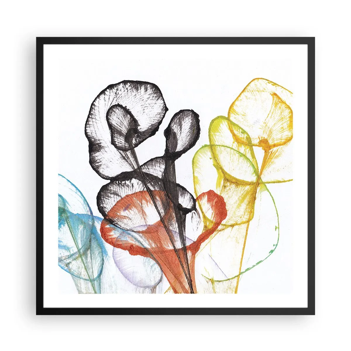 Poster in cornice nera - Fiori con l'anima - 60x60 cm
