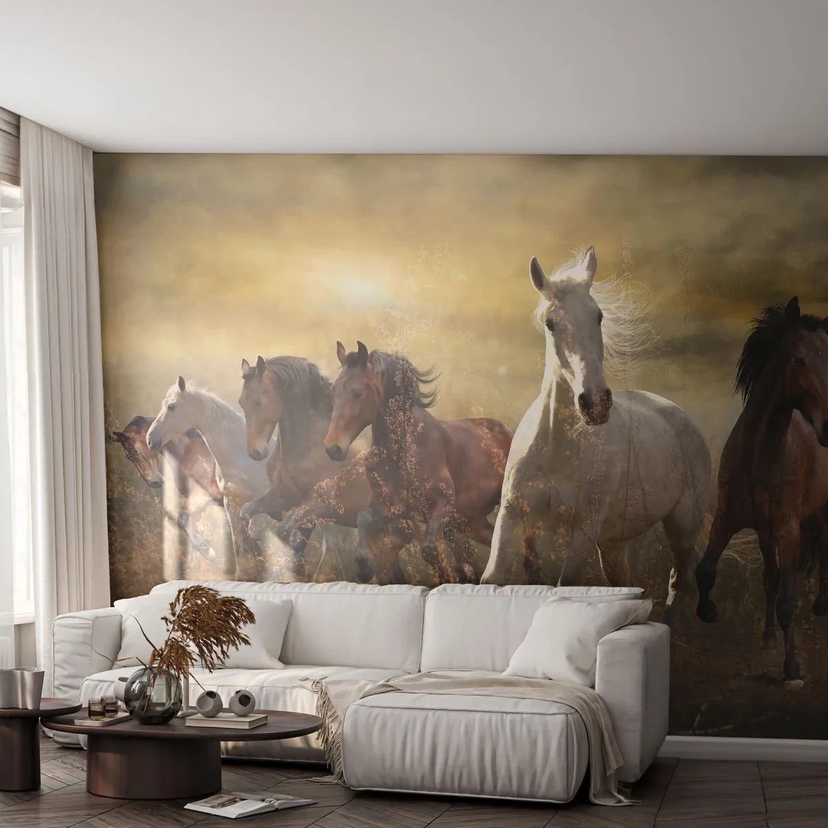 Fotomurali Premium Sand - Evviva la libertà! - Animali, Cavallo, Galoppo - 400x280 cm