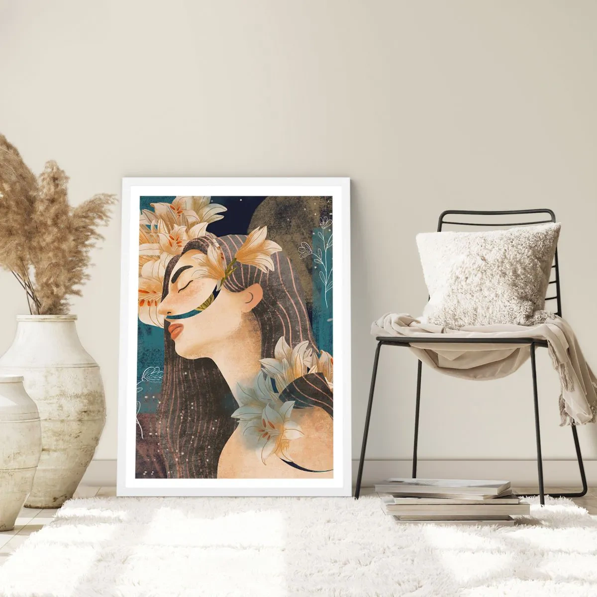 Poster in cornice bianca - La favola della principessa con i gigli - 30x40 cm