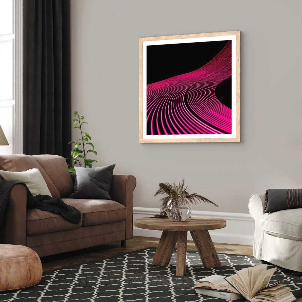 Poster in cornice rovere chiaro - Il viale della luce - 60x60 cm