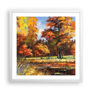 Poster in cornice bianca - Paesaggio in oro e marrone - 50x50 cm