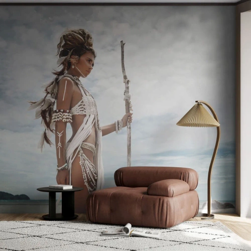 Fotomurali Autoadesivo Deluxe Sticker - La regina dei tropici - Donna, Abito etnico, Tribù - 100x70 cm