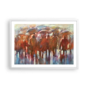 Poster in cornice bianca - Uguali nella pioggia e nella nebbia - 70x50 cm
