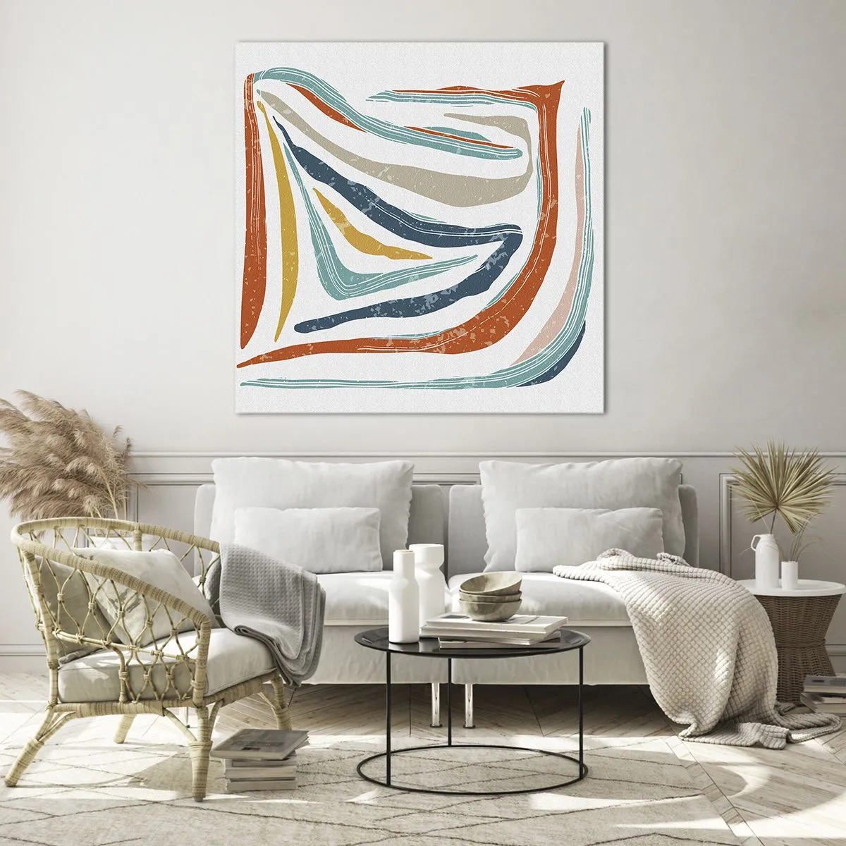 Quadro su vetro - Astrazione piacevolmente sorridente - 60x60 cm