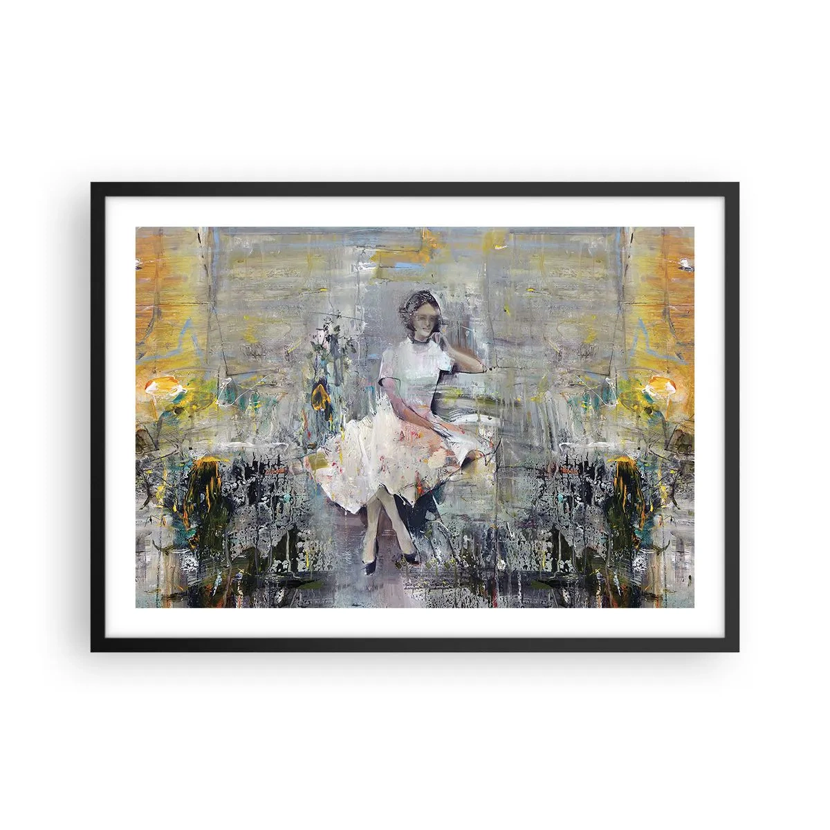 Poster in cornice nera - Ritratto artistico di una donna in colori pastello - 70x50cm - Classica e moderna - Decorazione murale moderna per soggiorno e camera da letto ARTTOR