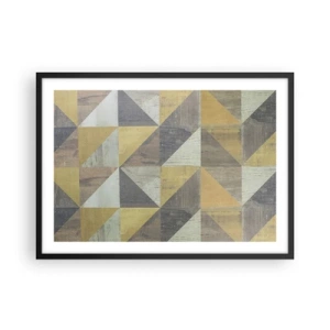 Poster in cornice nera - Composizione geometrica di triangoli in tonalità terrose - 70x50cm - Secondo i triangoli - Decorazione murale moderna per soggiorno e camera da letto ARTTOR