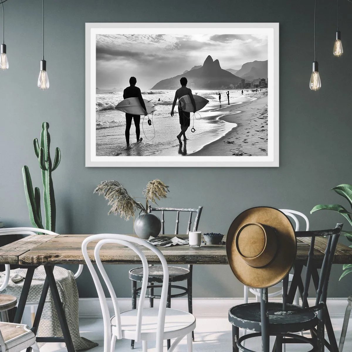 Poster in cornice bianca - Samba su un'unica onda - 91x61 cm