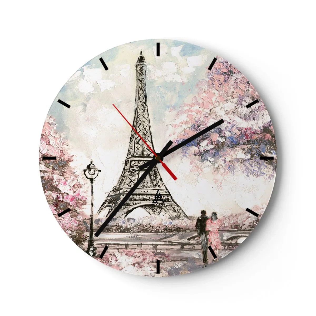 Orologio da parete - Orologio in Vetro - Passeggiata a Parigi in aprile - 40x40 cm