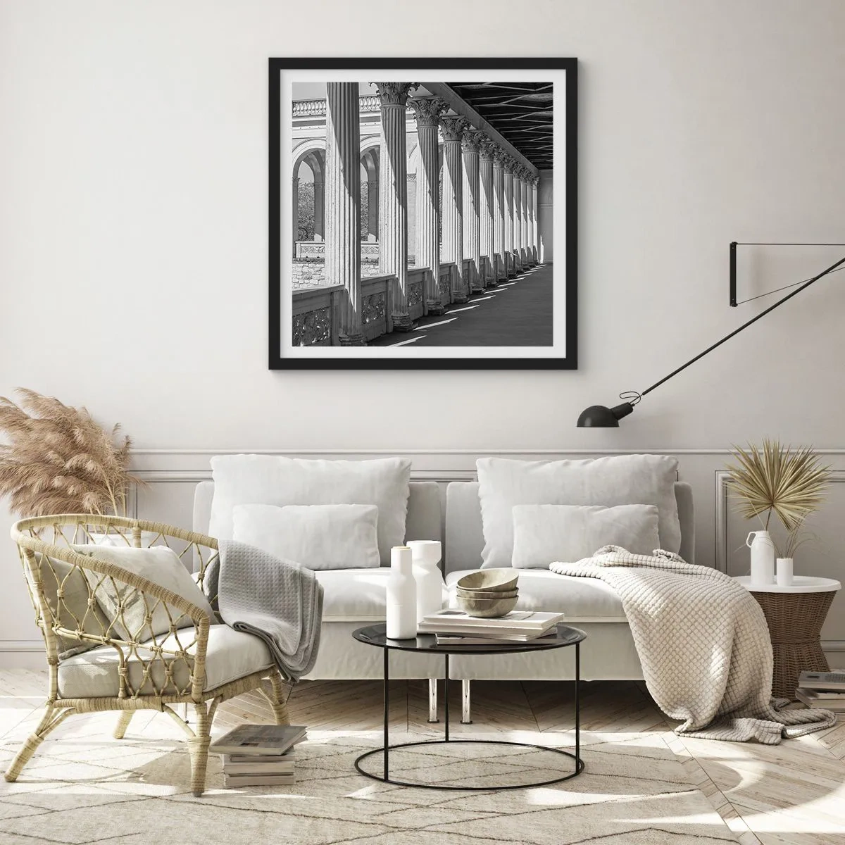 Poster in cornice nera - Portico soleggiato - 30x30 cm