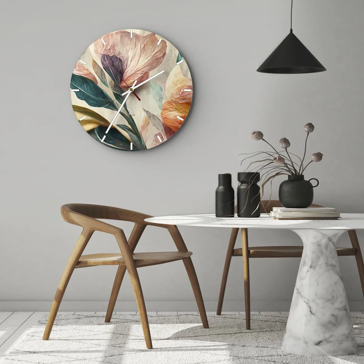 Orologio da parete - Orologio in Vetro - I fiori delle isole del sud - 40x40 cm