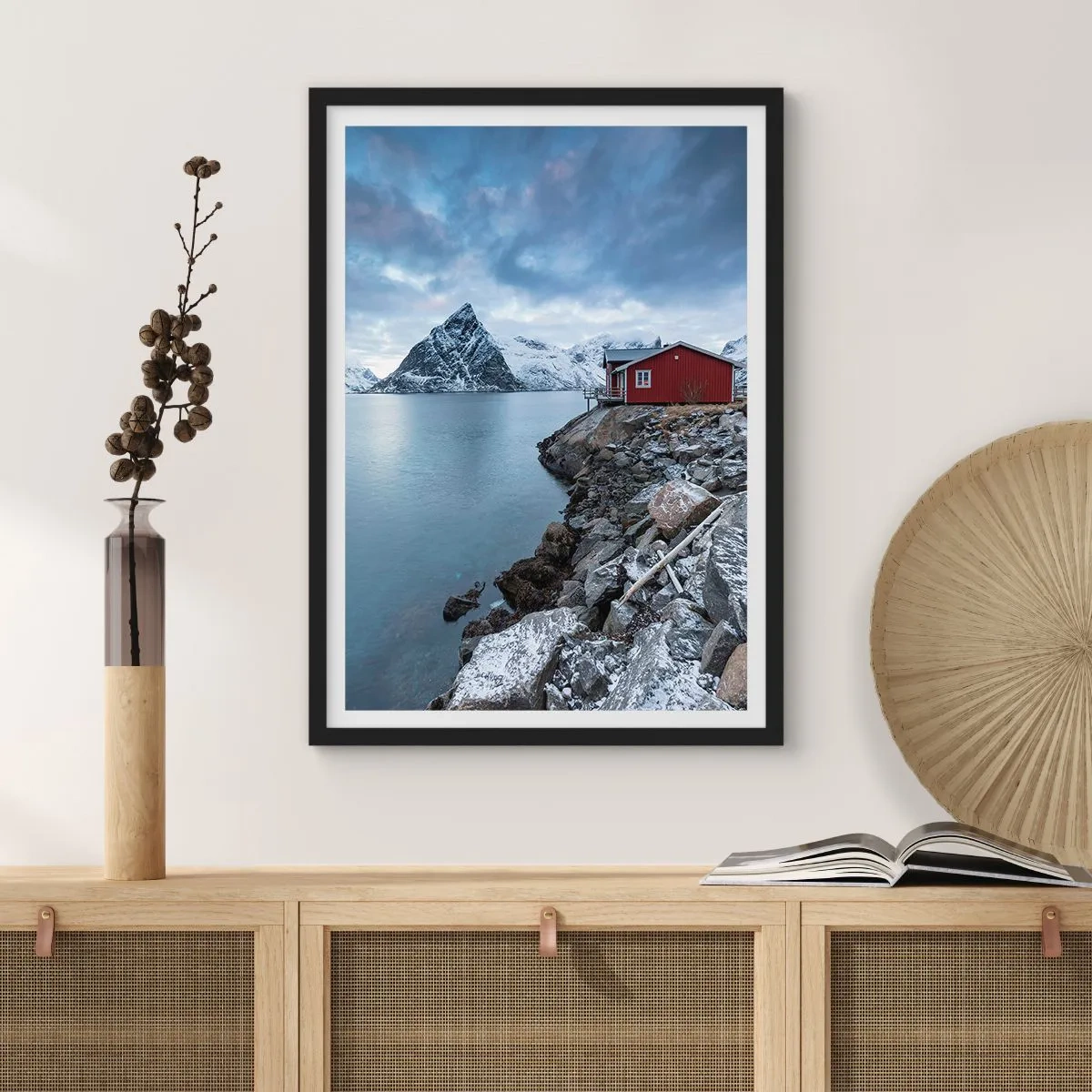 Poster in cornice nera - Rifugio scandinavo - 70x100 cm