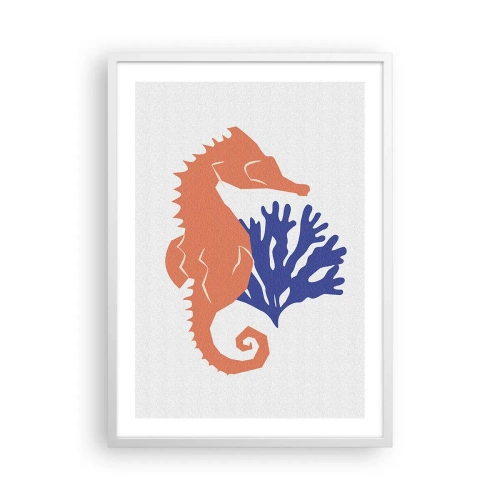 Poster in cornice bianca - Sul prato sottomarino - 50x70 cm