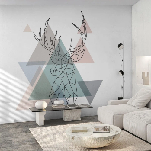 Fotomurali Premium Canvas - Nel bosco geometrico - Astrazione, Cervo, Grafica - 350x256 cm