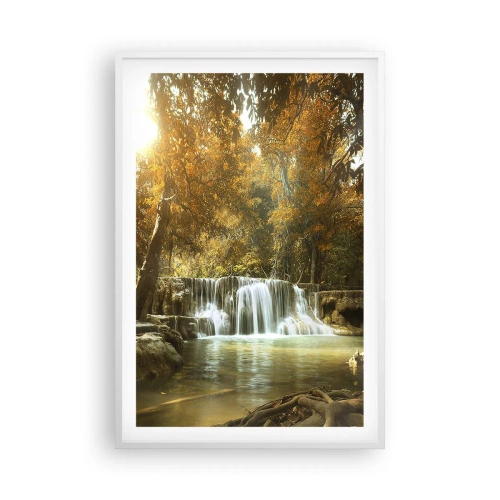 Poster in cornice bianca - Cascata nel parco - 61x91 cm