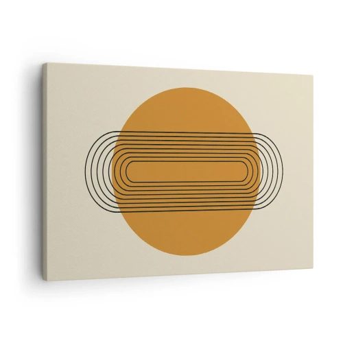 Quadro su tela - Stampe su Tela - Motivo geometrico con cerchi e linee arancioni - 70x50cm - Piano perfetto - Decorazione murale moderna per soggiorno e camera da letto ARTTOR