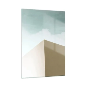 Quadro su vetro - Edifici geometrici in colori pastello - 50x70cm - Geometria di un'estate assolata - Decorazione murale moderna per soggiorno e camera da letto ARTTOR