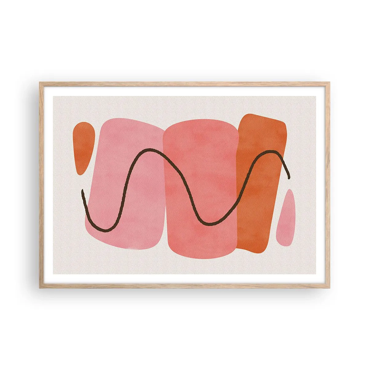 Poster in cornice rovere chiaro - Il delicato movimento delle forme - 100x70 cm