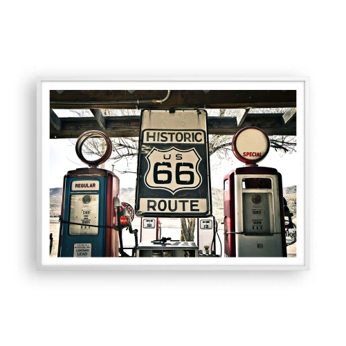 Poster in cornice bianca - Viaggio retro americano - 100x70 cm