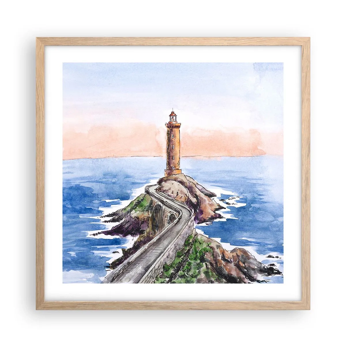 Poster in cornice rovere chiaro - Rivolto verso il mare - 50x50 cm