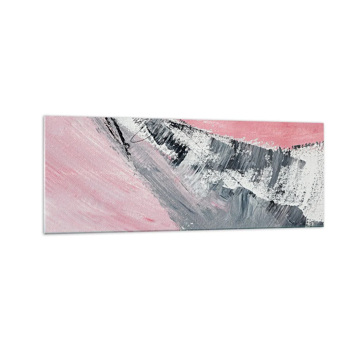 Quadro su vetro - Una composizione astratta nei toni del rosa e del grigio. - 140x50cm - Composizione abbinata - Decorazione murale moderna per soggiorno e camera da letto ARTTOR