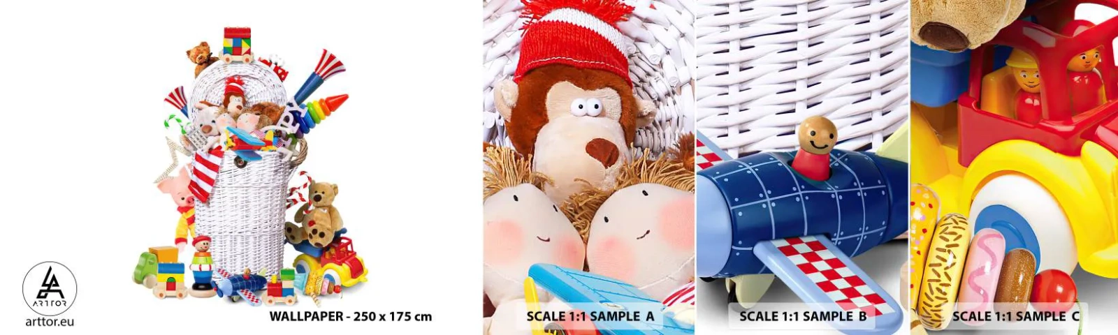Campione Di Fotomurale Standard Eco - I tesori del bambini - Giocattoli, Per bambini, La stanza dei bambini - 100x30 cm