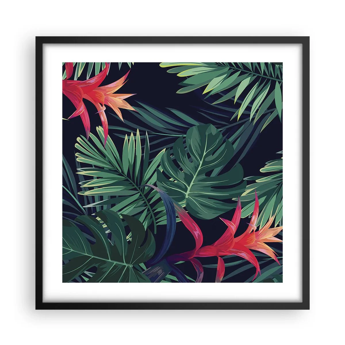 Poster in cornice nera - Fiammante nel verde - 50x50 cm
