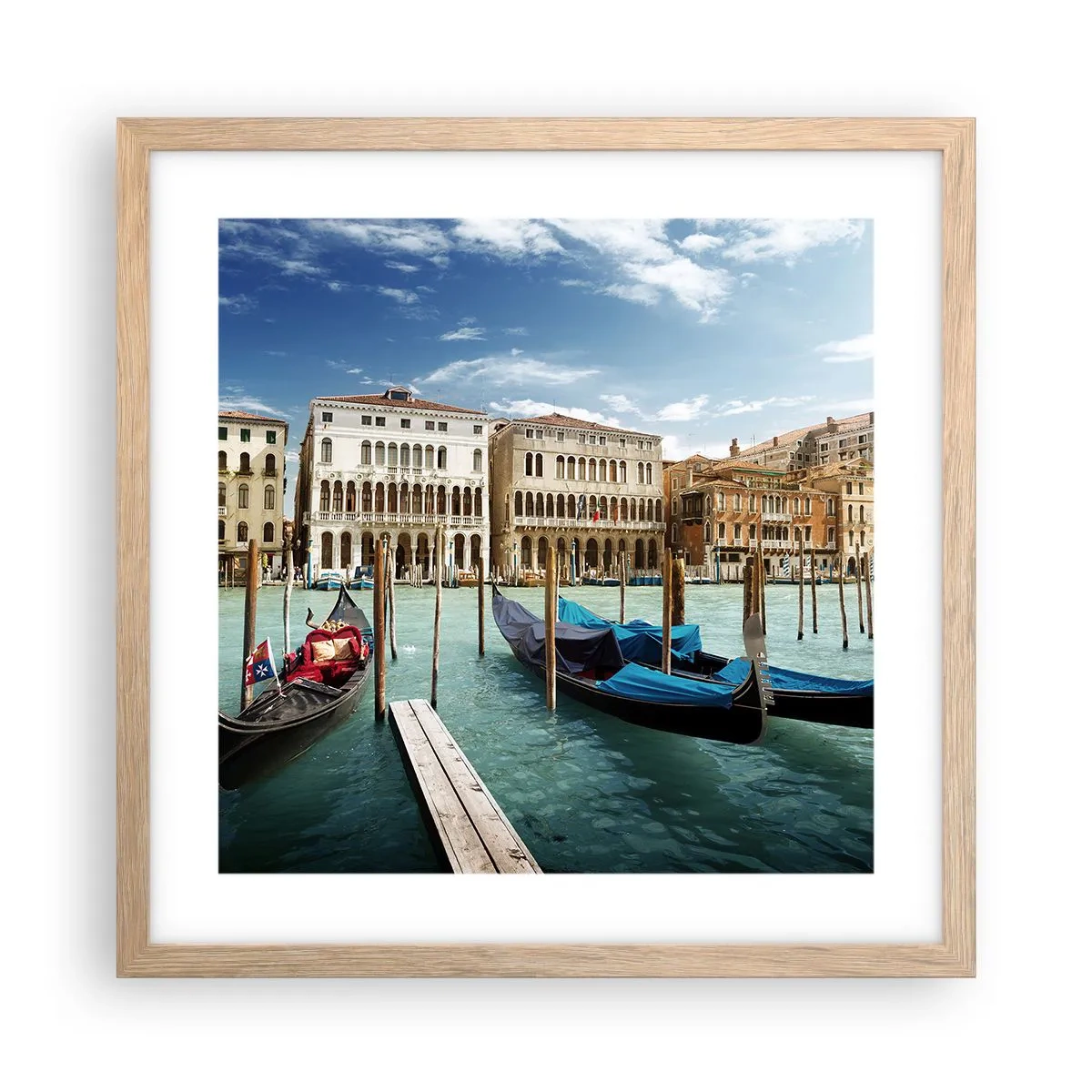 Poster in cornice rovere chiaro - Palazzi nel blu - 40x40 cm