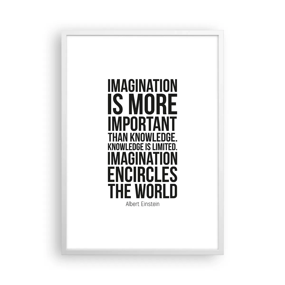Poster in cornice bianca - Einstein sul potere dell'immaginazione - 50x70 cm