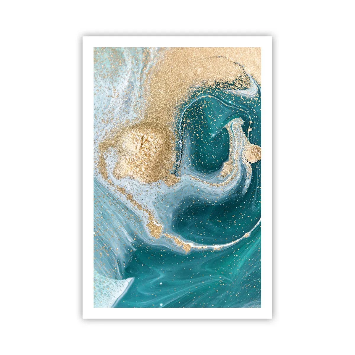 Poster - Vortice di oro e turchese - 61x91 cm