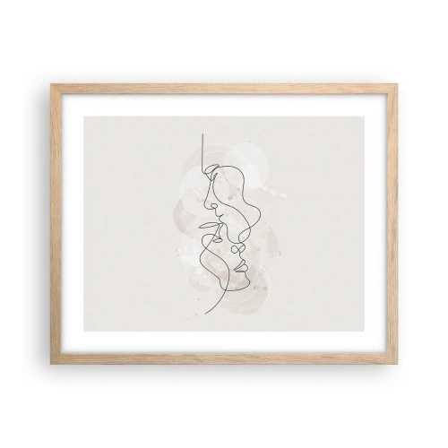 Poster in cornice rovere chiaro - Intrecciati in un abbraccio - 50x40 cm