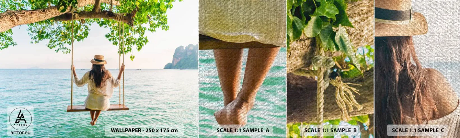 Campione di Fotomurale Premium Canvas - La vita è bella - Rilassamento, Oscillazione, Donna - 100x30 cm