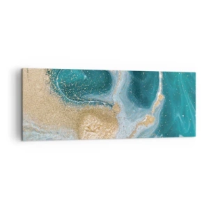 Quadro su tela - Stampe su Tela - Vortice astratto nei toni del turchese e dell'oro - 140x50cm - Vortice di oro e turchese - Decorazione murale moderna per soggiorno e camera da letto ARTTOR