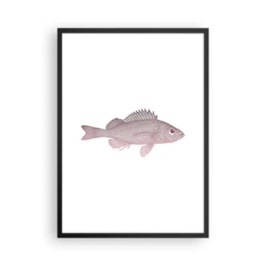Poster in cornice nera - Grafica di pesce su sfondo bianco in stile minimalista - 50x70cm - Il pesce dagli occhi enormi - Decorazione murale moderna per soggiorno e camera da letto ARTTOR