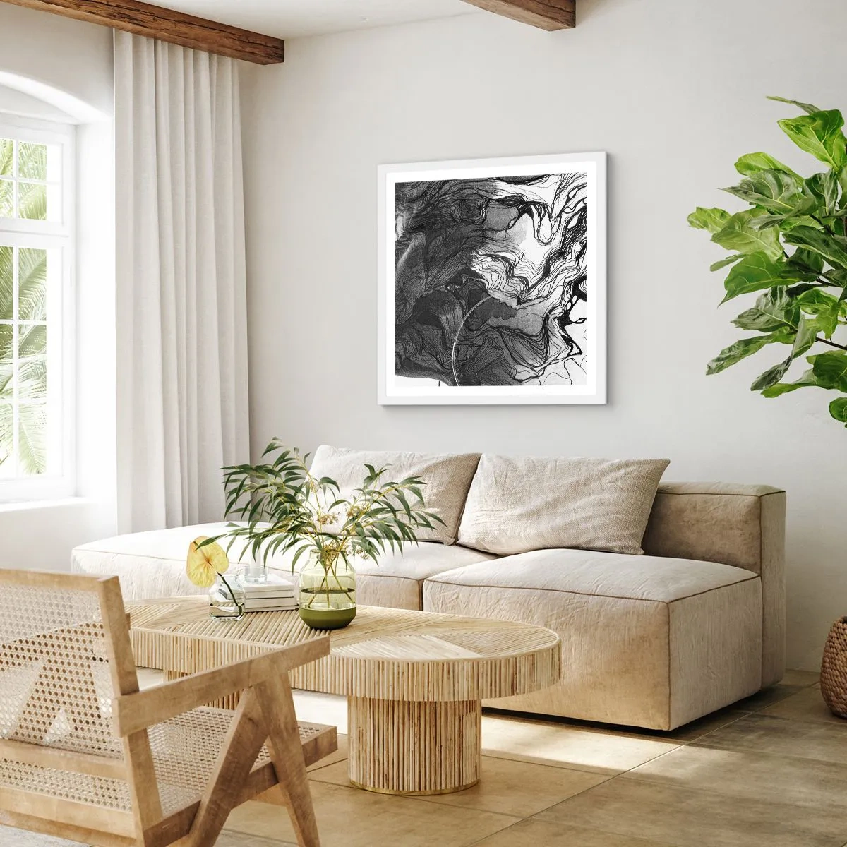 Poster in cornice bianca - Aggrovigliata nei sogni - 60x60 cm