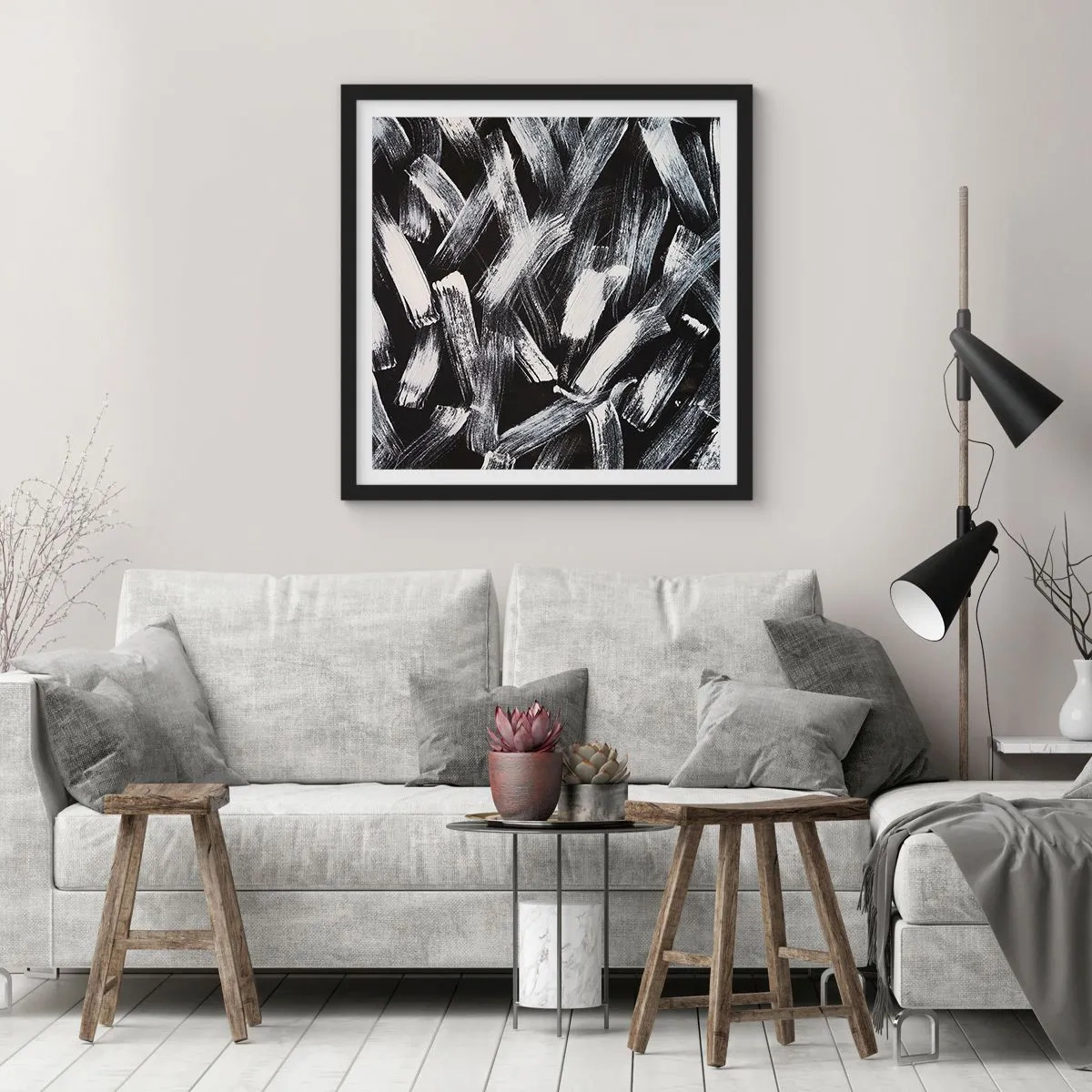 Poster in cornice nera - Astrazione in spirito industriale - 60x60 cm