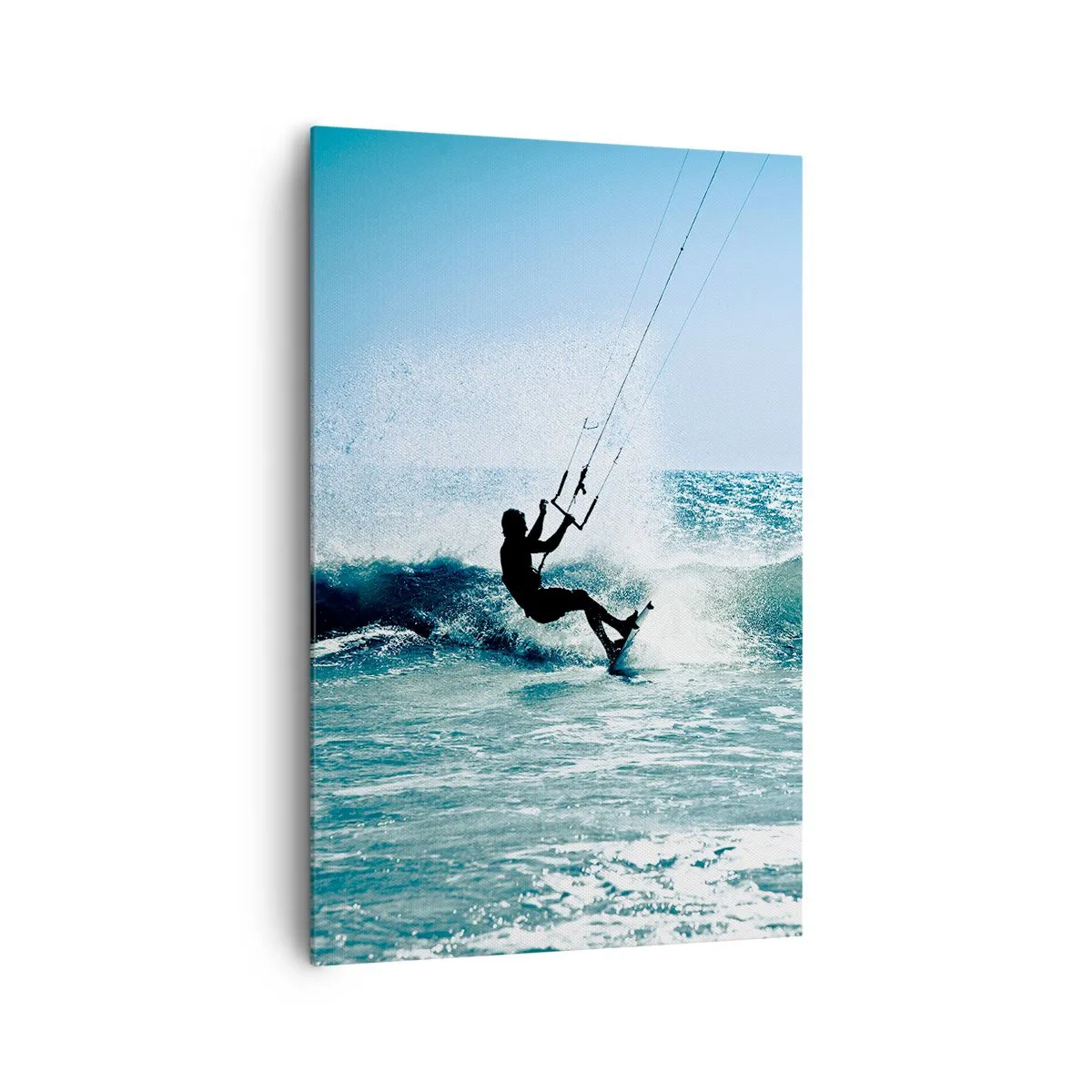 Quadro su tela - Stampe su Tela - Kitesurfer cavalca un'onda in pieno sole - 80x120cm - Fatti sollevare - Decorazione murale moderna per soggiorno e camera da letto ARTTOR