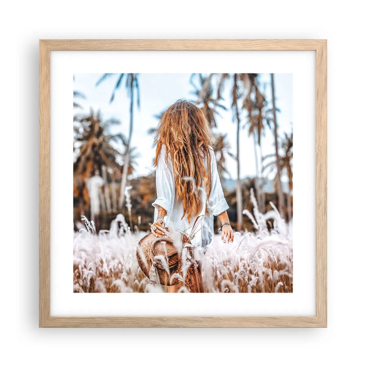 Poster in cornice rovere chiaro - Nata dalla lanugine dell'erba - 40x40 cm