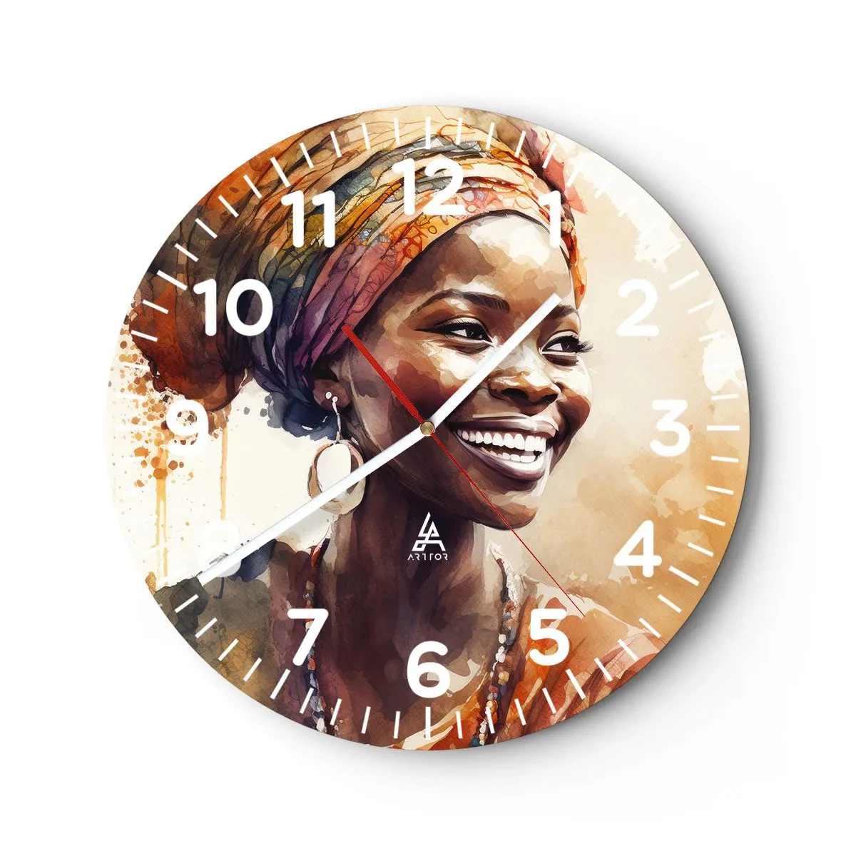Orologio da parete - Orologio in Vetro - Regina africana - 40x40 cm