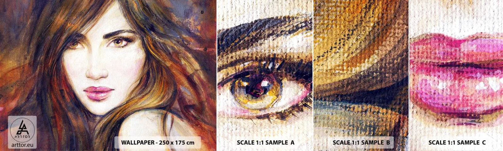 Campione di Fotomurale Adesivo Deluxe Sticker - Un penny per i tuoi pensieri - Volto di donna, Ritratto di una donna, Capelli - 100x30 cm